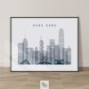 Hong Kong skyline art grey blue landscape