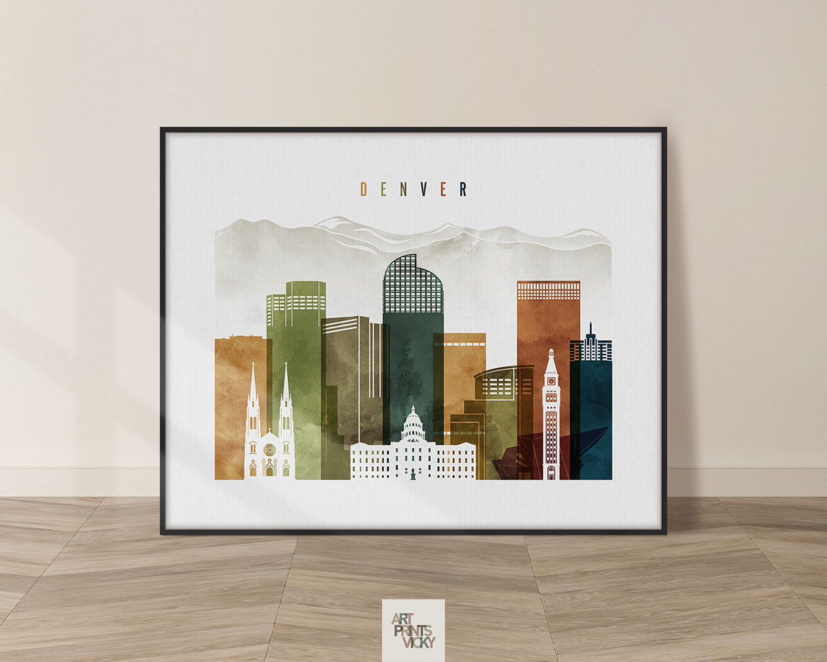 Denver city poster in watercolor 3