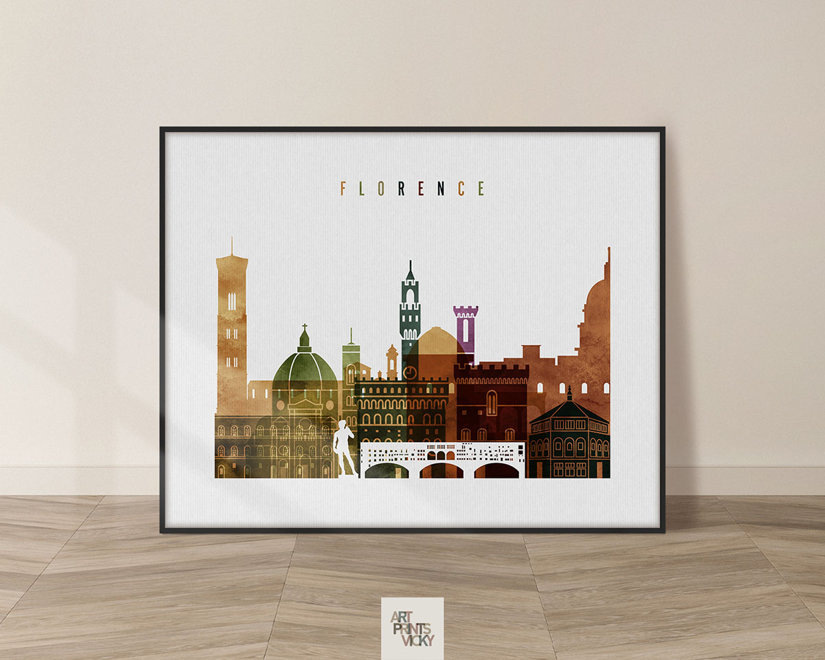 Florence skyline poster in watercolor 3