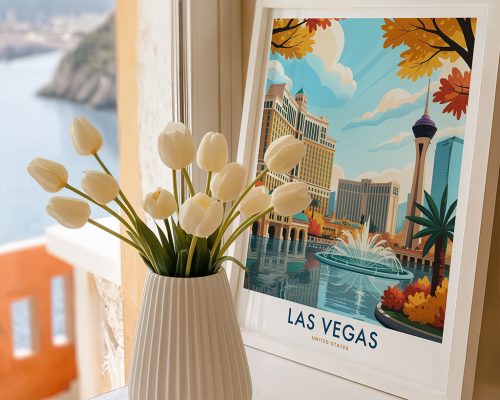 Alternative view of Las Vegas Skyline Travel Poster - Nevada Wall Art