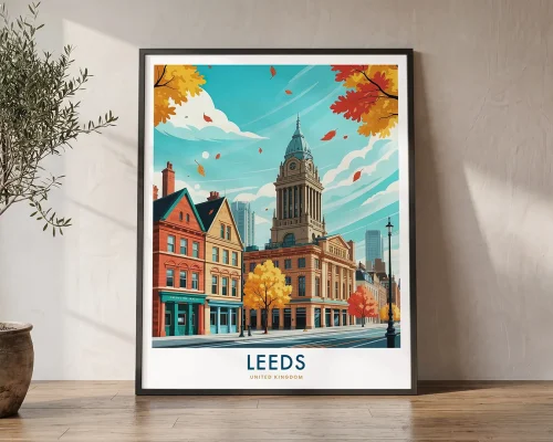 Leeds England Travel Print Yorkshire Poster | ArtPrintsVicky