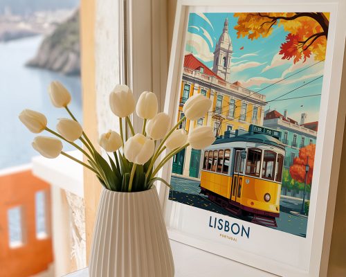 Alternative view of Lisbon Travel Poster - Portugal Cityscape Print