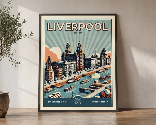 Liverpool Poster Inspired by Retro Travel Art | ArtPrintsVicky
