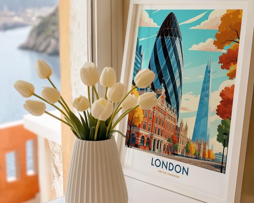 Alternative view of London Skyline Travel Print - Cityscape Poster