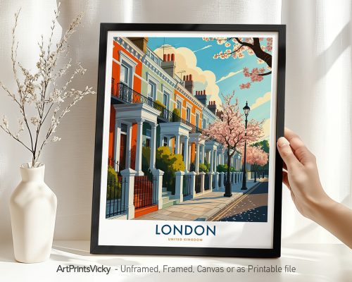 London Notting Hill Travel Print - Cityscape Poster