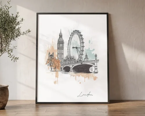 London Skyline Drawing — Wall Art Poster | ArtPrintsVicky