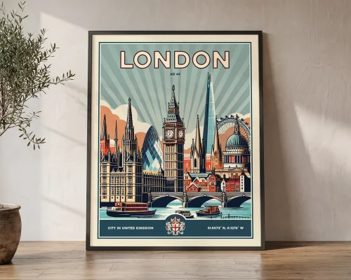 London Travel Poster — Retro Wall Art Print