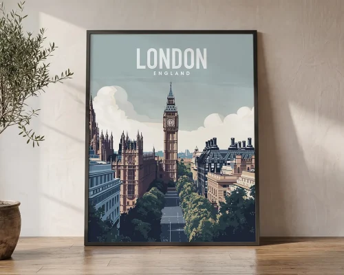 London Travel Poster — Vintage Wall Art Print | ArtPrintsVicky