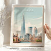 London skyline art print featuring Canary Wharf and The Shard.