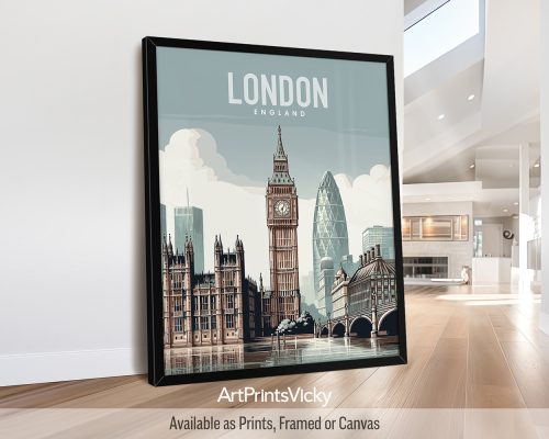 London Travel Inspired Poster by ArtPrintsVicky
