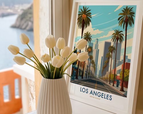 Alternative view of Los Angeles Skyline Travel Poster - Art Print