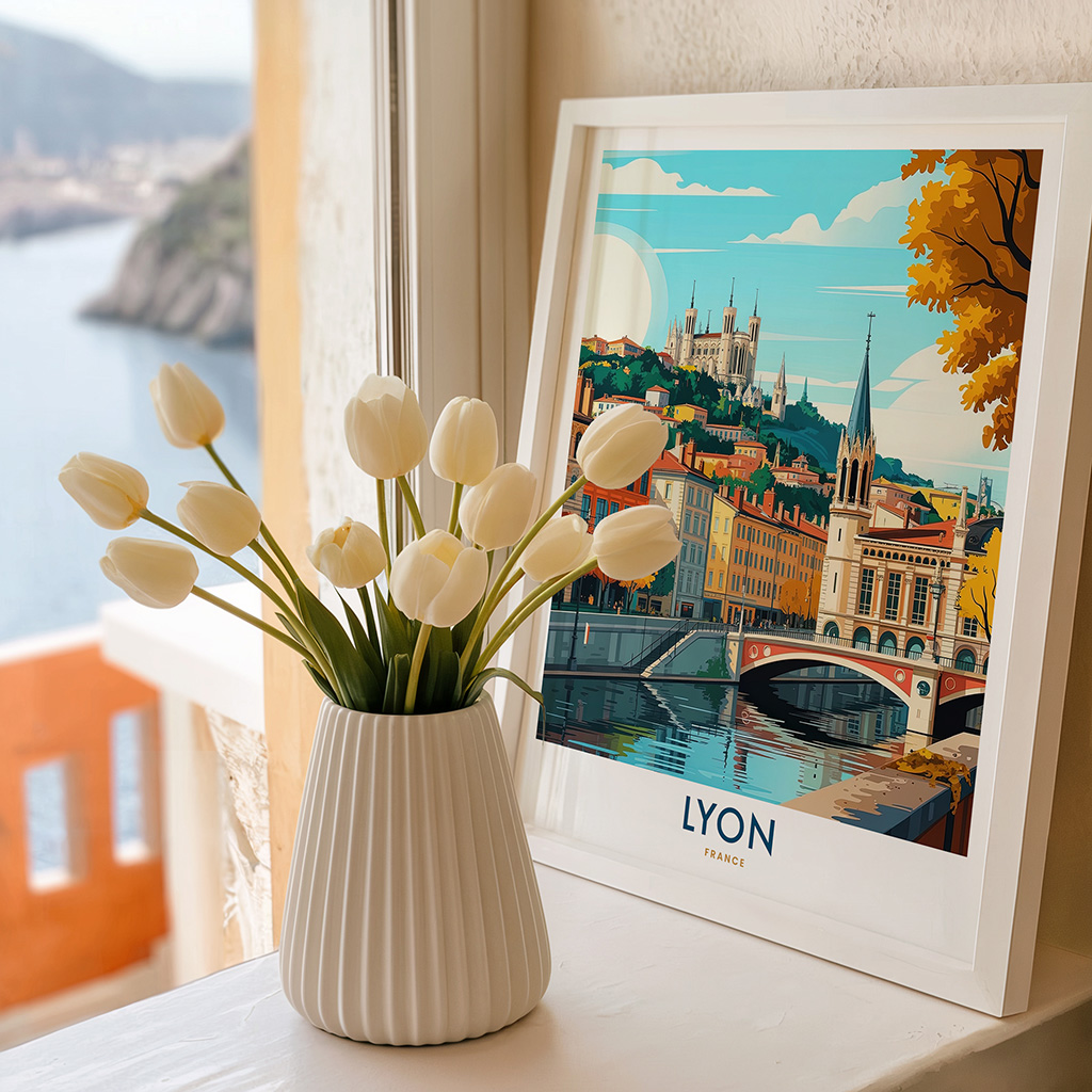 Lyon France Travel Poster - Old Town Art Print - Image 2