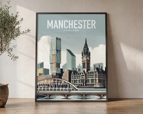 Manchester Travel Poster — Vintage Wall Art Print 2 | ArtPrintsVicky