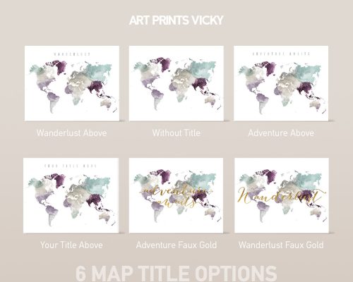 World map poster pastel 2 title options