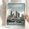 Melbourne travel poster in smooth colors by ArtPrintsVicky