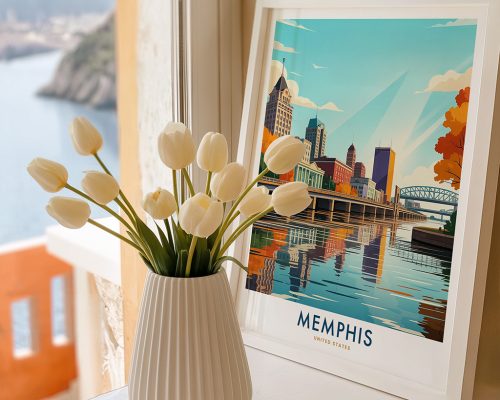 Alternative view of Memphis Skyline Travel Poster - Wall Art Print