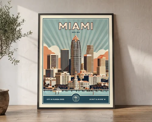 Miami Travel Poster — Vintage Wall Art Print