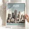Art print featuring a stylized depiction of Miami's skyline with the text 'Miami Florida'.