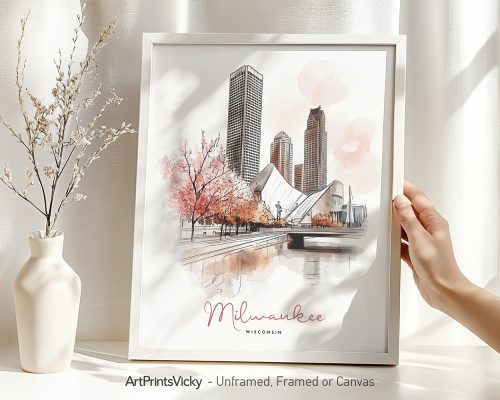 Alternative view of Milwaukee Drawing — Watercolor Wall Art Print