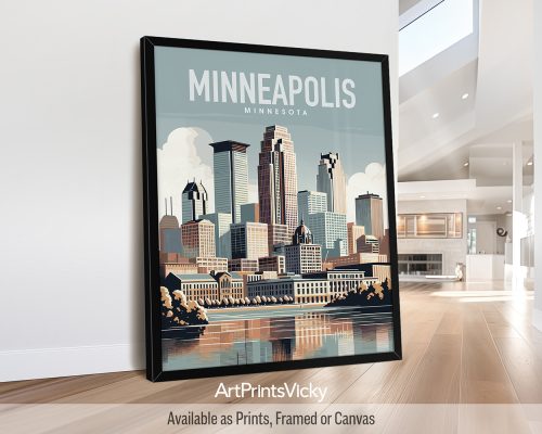 Minneapolis skyline in smooth colors travel art print by ArtPrintsVicky skyline in smooth colors travel art print by ArtPrintsVicky