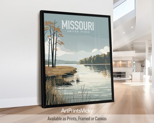 Missouri State natural landscape illustration poster by ArtPrintsVicky