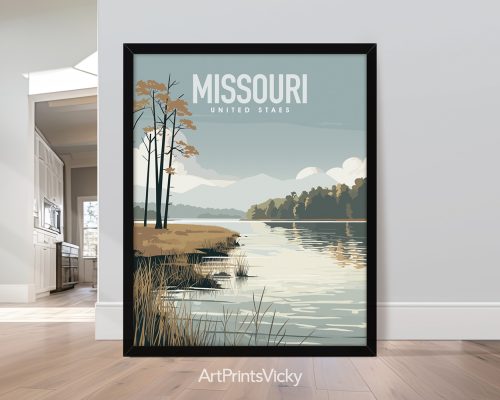 Missouri State natural landscape illustration poster by ArtPrintsVicky