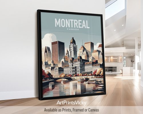 Montreal travel poster in smooth colors by ArtPrintsVicky