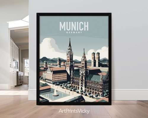 Munich travel poster in smooth colors by ArtPrintsVicky