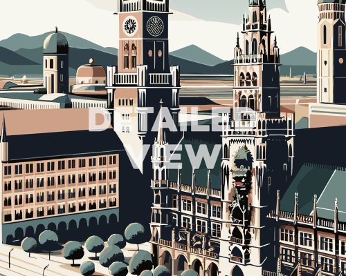 Munich travel poster in smooth colors detail by ArtPrintsVicky