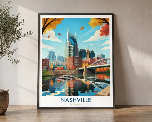 Nashville Travel Poster — Vintage Tennessee Wall Art | ArtPrintsVicky