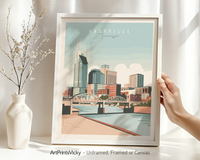 Nashville Tennessee art print of the city skyline