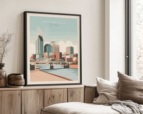 Nashville Tennessee art print of the city skyline
