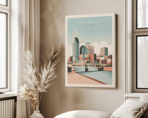 Nashville Tennessee art print of the city skyline