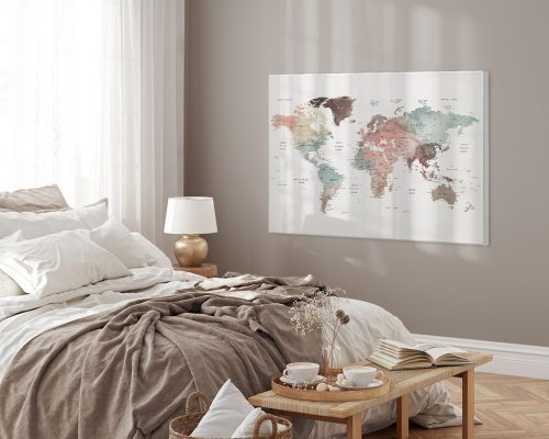 Large World Map Canvas Pastel White second