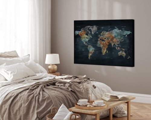 World Map Canvas Large Dark Bluish second