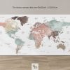World map canvas print panorama pastel white