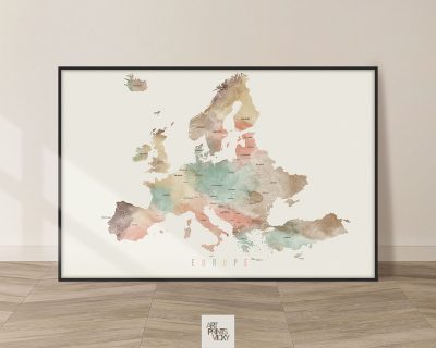 Europe detailed map poster