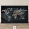 World map wall art print detailed