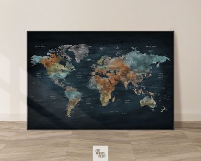 World map print detail coloful