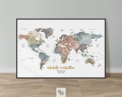 World map poster personalised