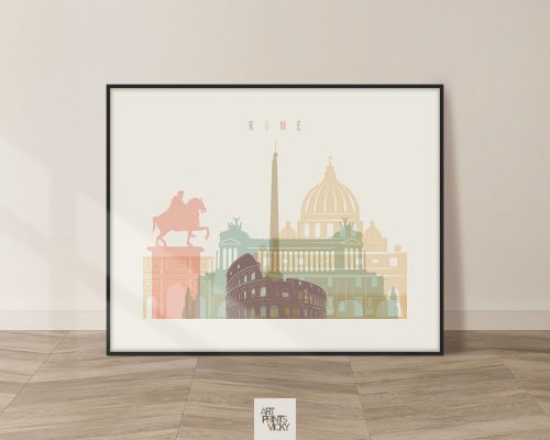Rome travel poster pastel cream landscape