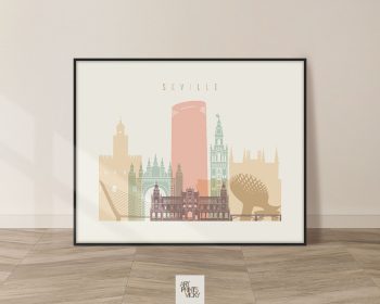 Seville poster skyline pastel cream landscape