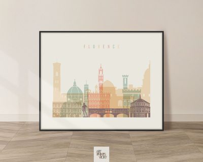 Florence travel poster pastel cream landscape