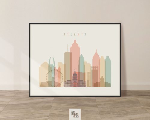 Atlanta poster skyline pastel cream landscape