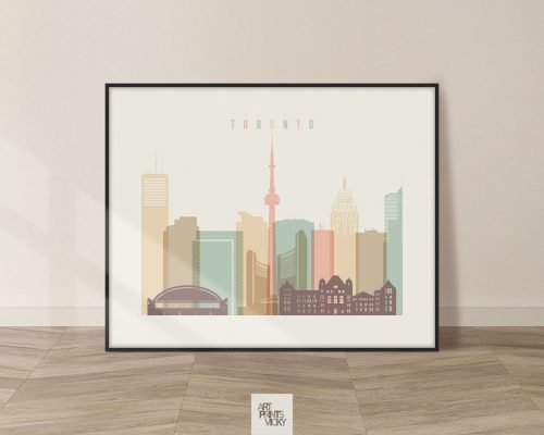 Toronto skyline print pastel cream landscape