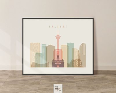 Calgary poster skyline pastel cream landscape