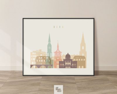 Bern poster skyline pastel cream landscape