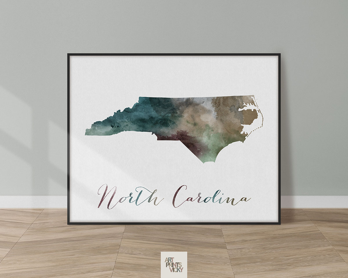 North Carolina State map print
