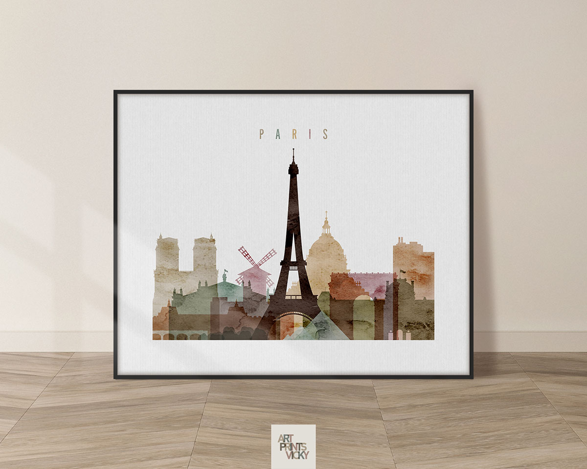 Paris poster watercolor 1 landscape