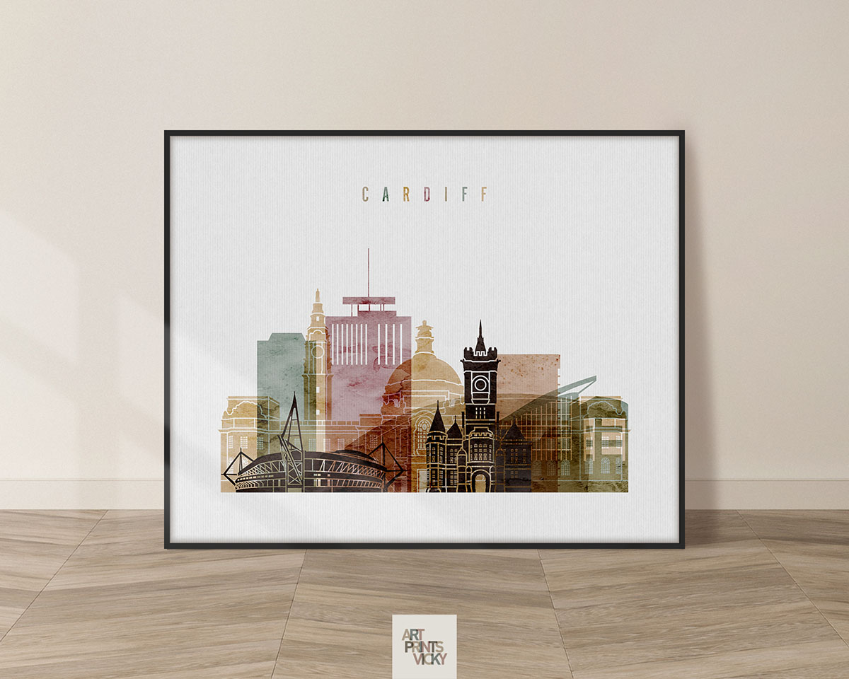 Cardiff watercolor 1 poster